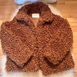 ZARA Woman Outerwear Brown Teddy Jacket Size Large